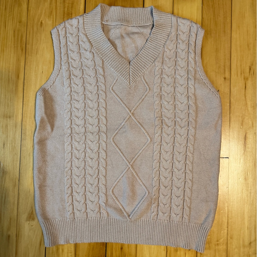 Women's Cable Knit Sweater Vest - Cream